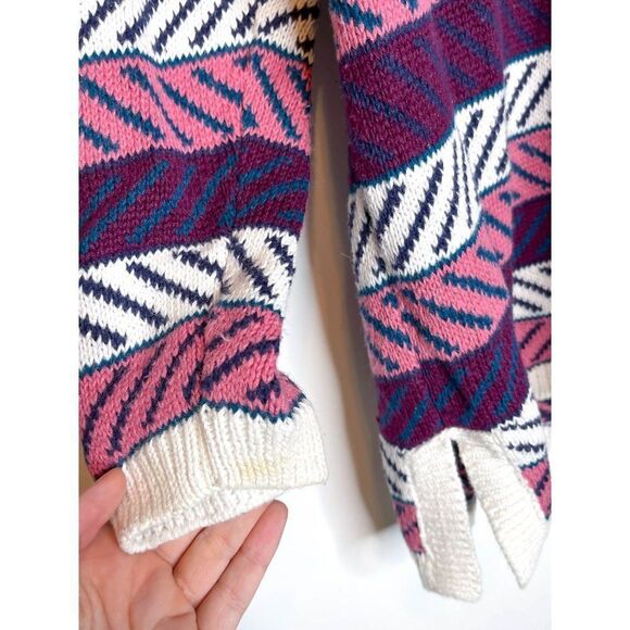 Paris Sport Club World Wide Vintage 80s 90s Striped Purple V Neck Sweater - Picture 2 of 4